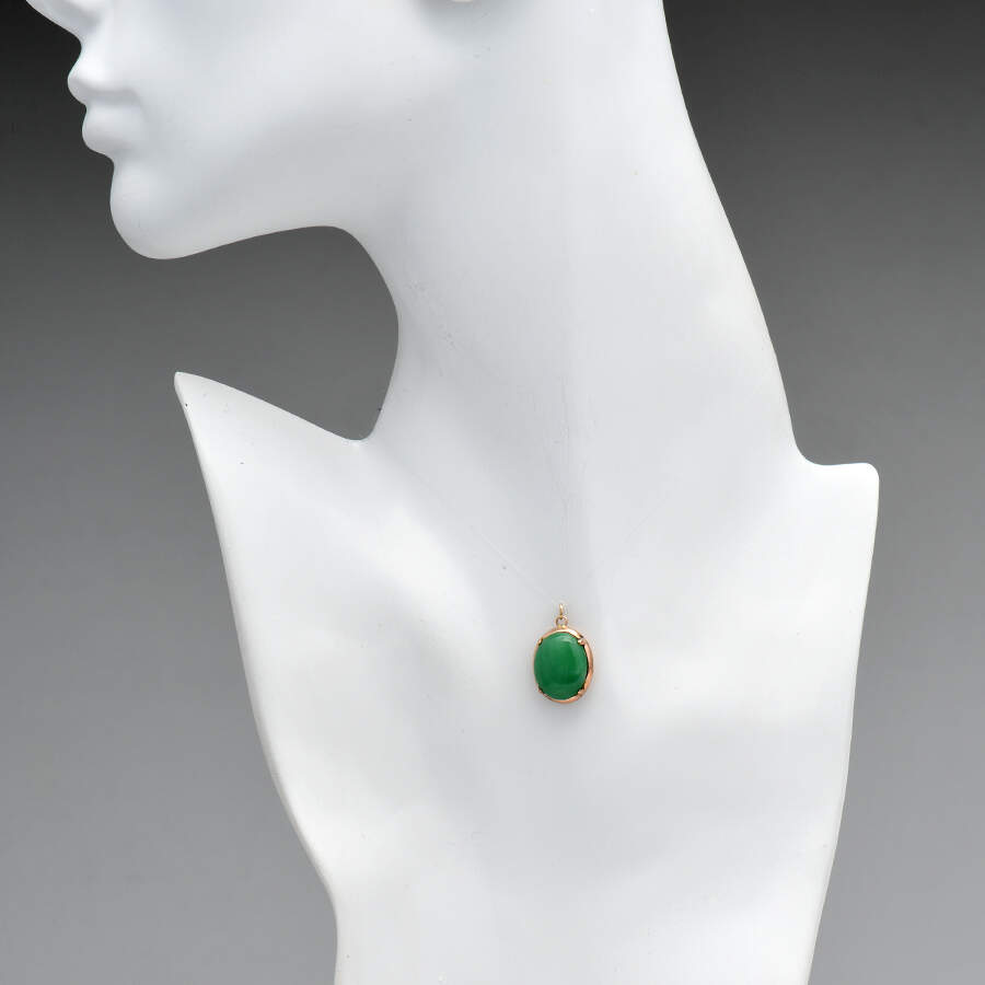 12KR Vintage Oval Jadeite Jade(9.60) Pendant-3