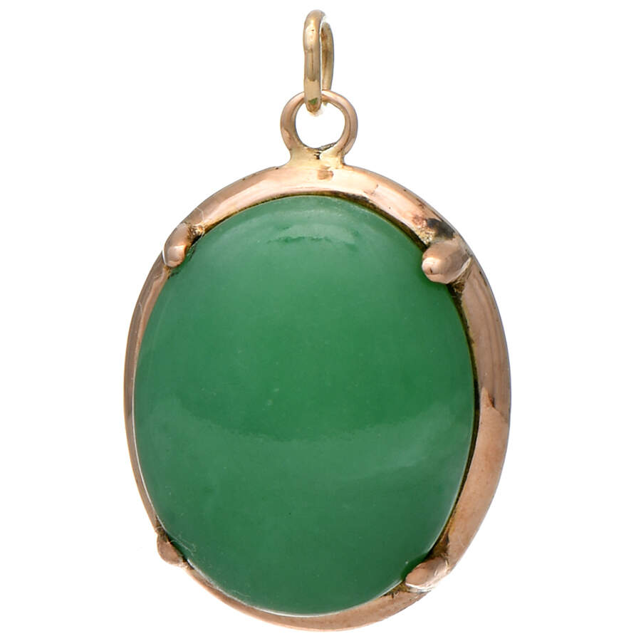 12KR Vintage Oval Jadeite Jade(9.60) Pendant-1