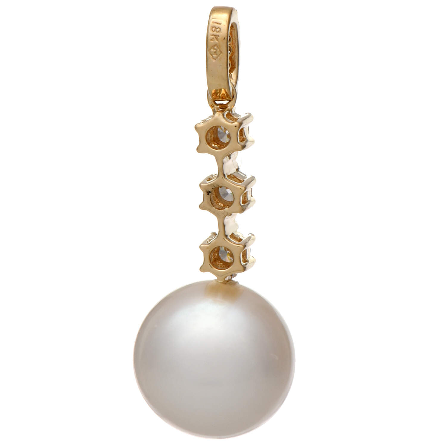 18KY South Sea Pearl & Diamond(0.26) Drop Pendant-2