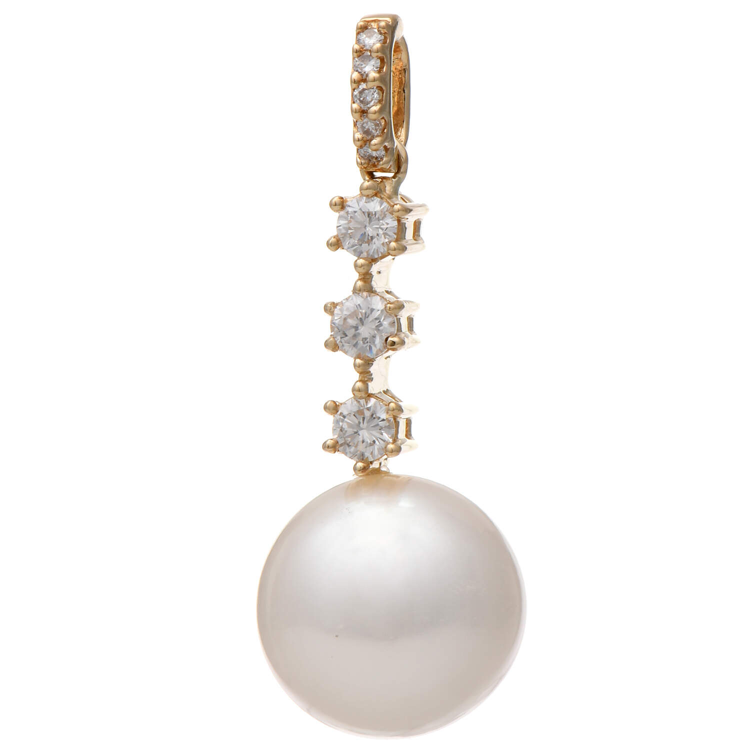18KY South Sea Pearl & Diamond(0.26) Drop Pendant-1