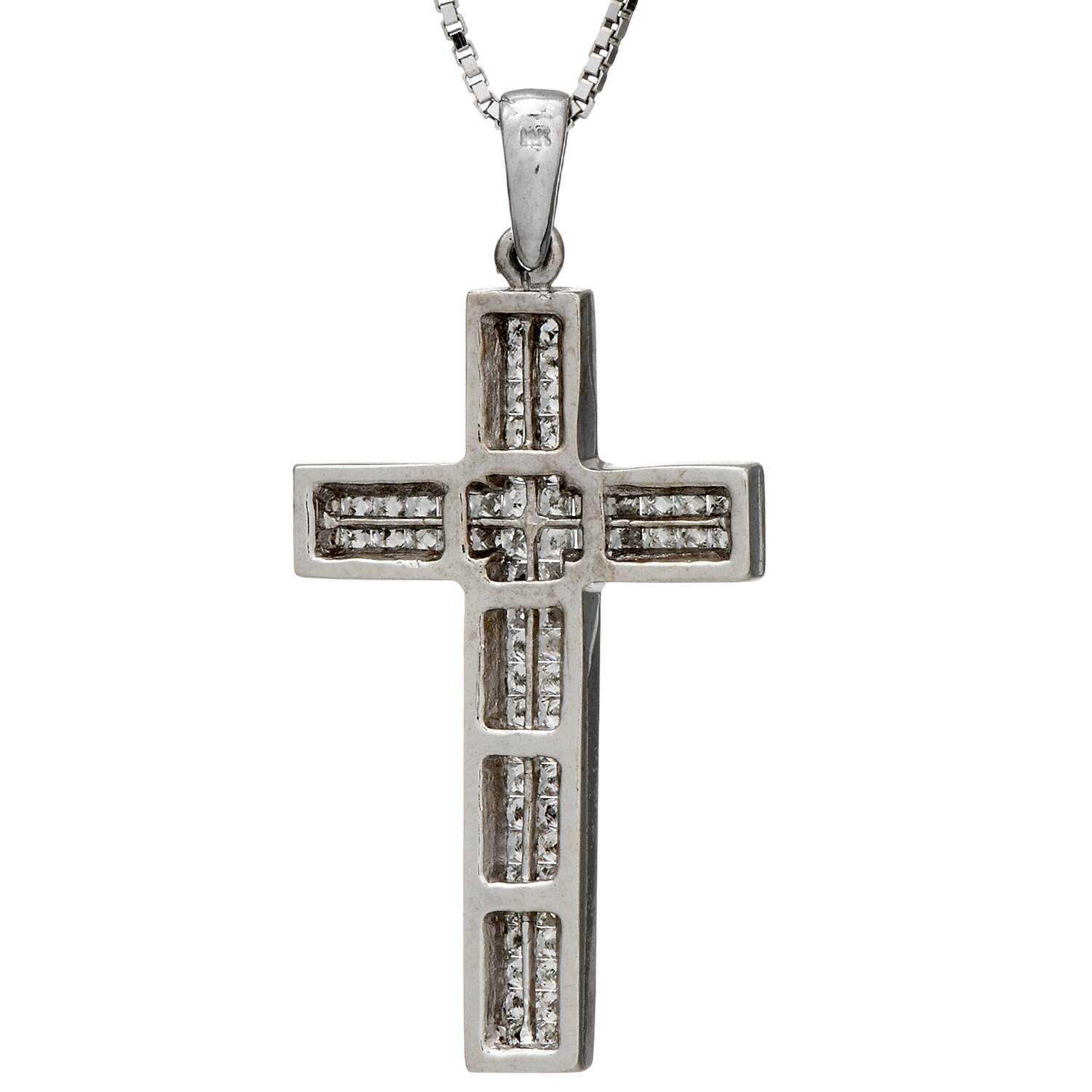 18/14KW Diamond (1.28) Invisible Set Cross Pendant-2