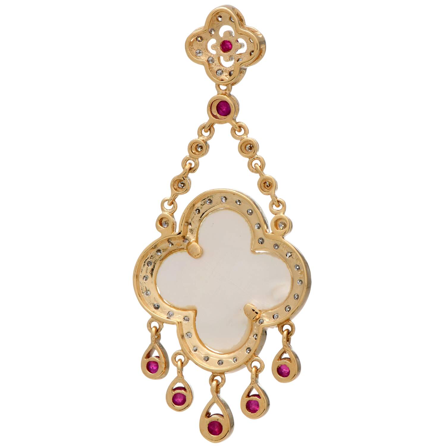14KYW Ruby(0.78) Diamond(0.44) & Mother of Pearl Pendant-2