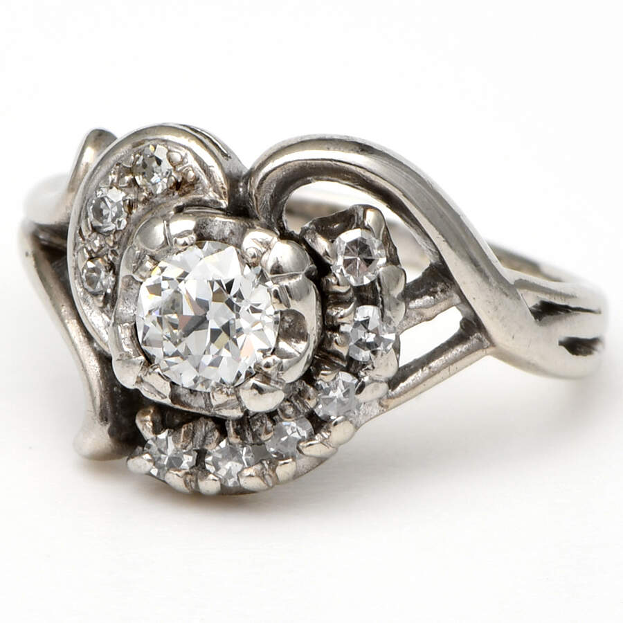 14KW Vintage Diamond(0.42) Heart Ring-1