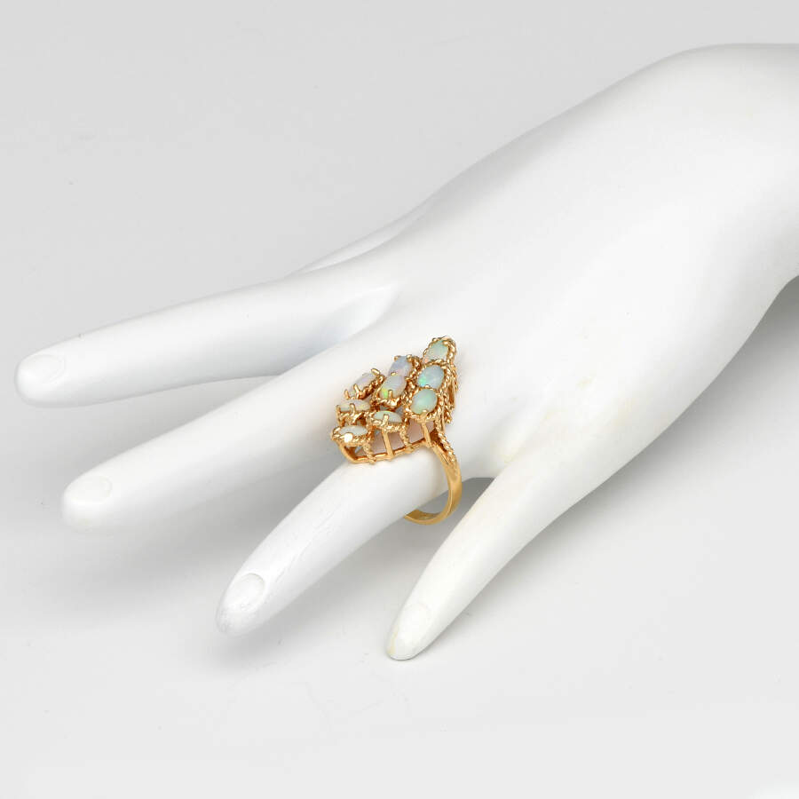 14KY Vintage White Opal (1.8) Cluster Ring-5
