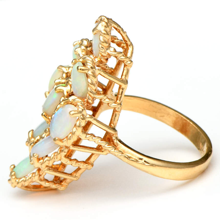 14KY Vintage White Opal (1.8) Cluster Ring-3