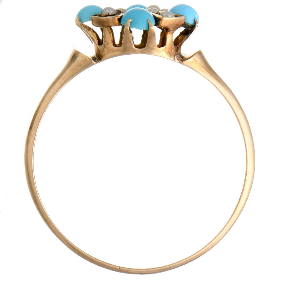 10KY Victorian Turquoise & Seed Pearl Ring-4