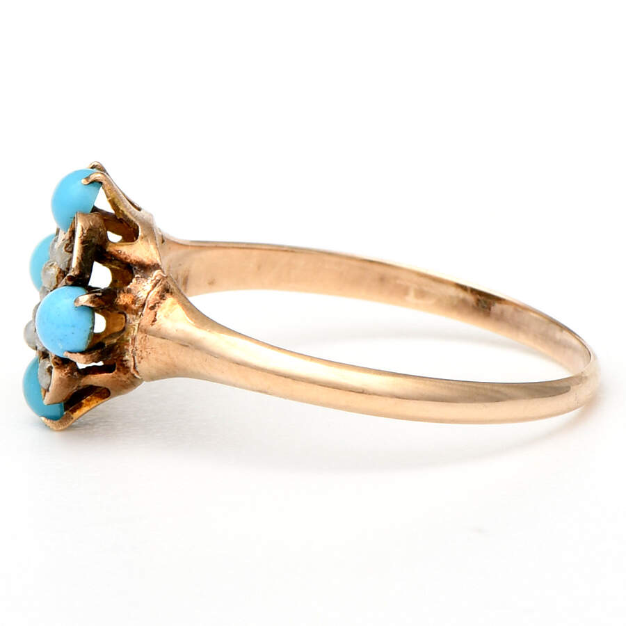 10KY Victorian Turquoise & Seed Pearl Ring-3