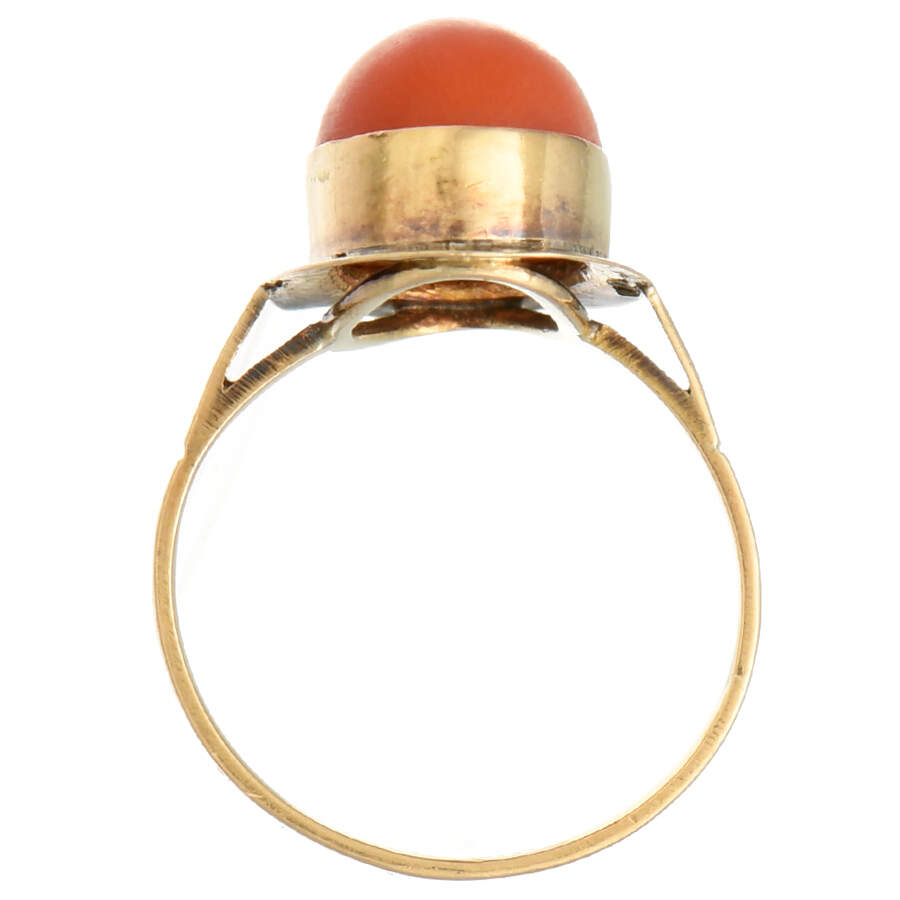 18KY Coral Bezel Ring-4