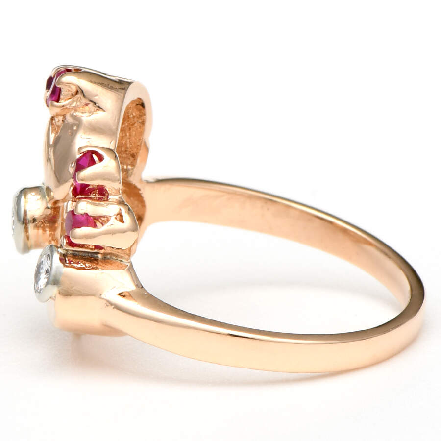 14KRW Retro Modern Diamond & Synthetic Ruby Ring-3