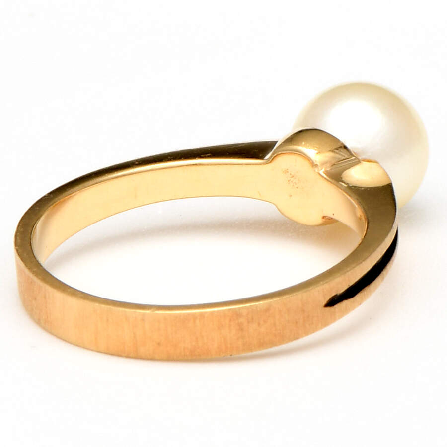 14KY Cultured Pearl with Black Enamel Ring-2