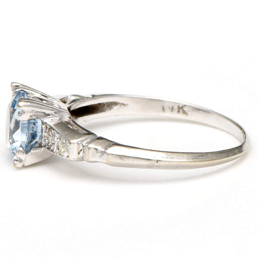 14KW Synthetic Blue Spinel (1.0) & Diamond (0.10) Ring-3