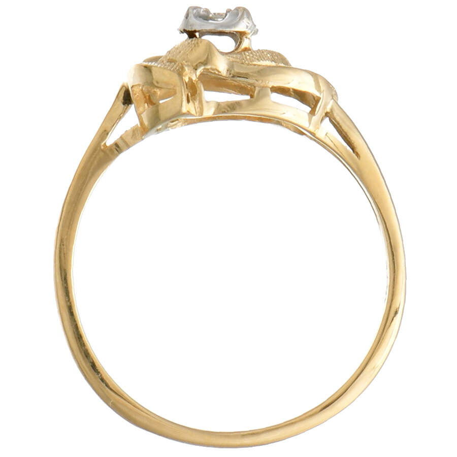 14KYW Vintage Diamond Accent Swirl Ring-4