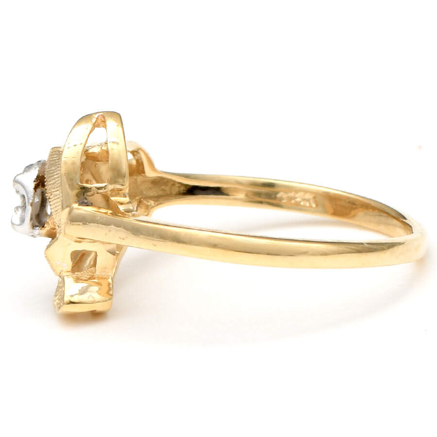 14KYW Vintage Diamond Accent Swirl Ring-3