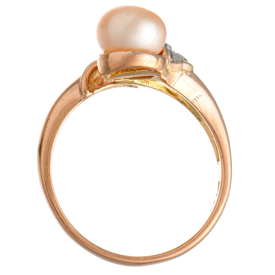 14KRW Pink Freshwater Pearl Bypass Ring-4