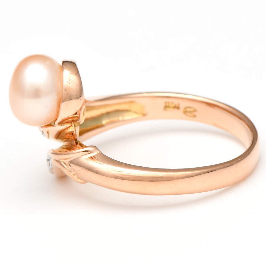 14KRW Pink Freshwater Pearl Bypass Ring-3