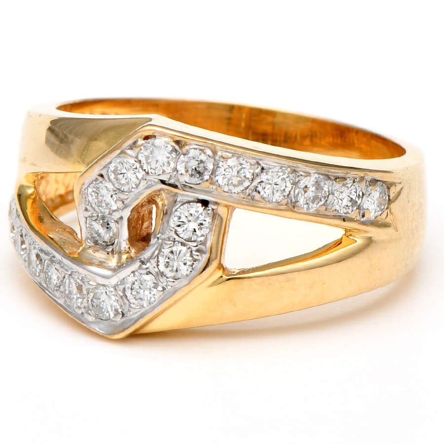 14KYW Diamond(0.40) Interlocking Band Ring-1