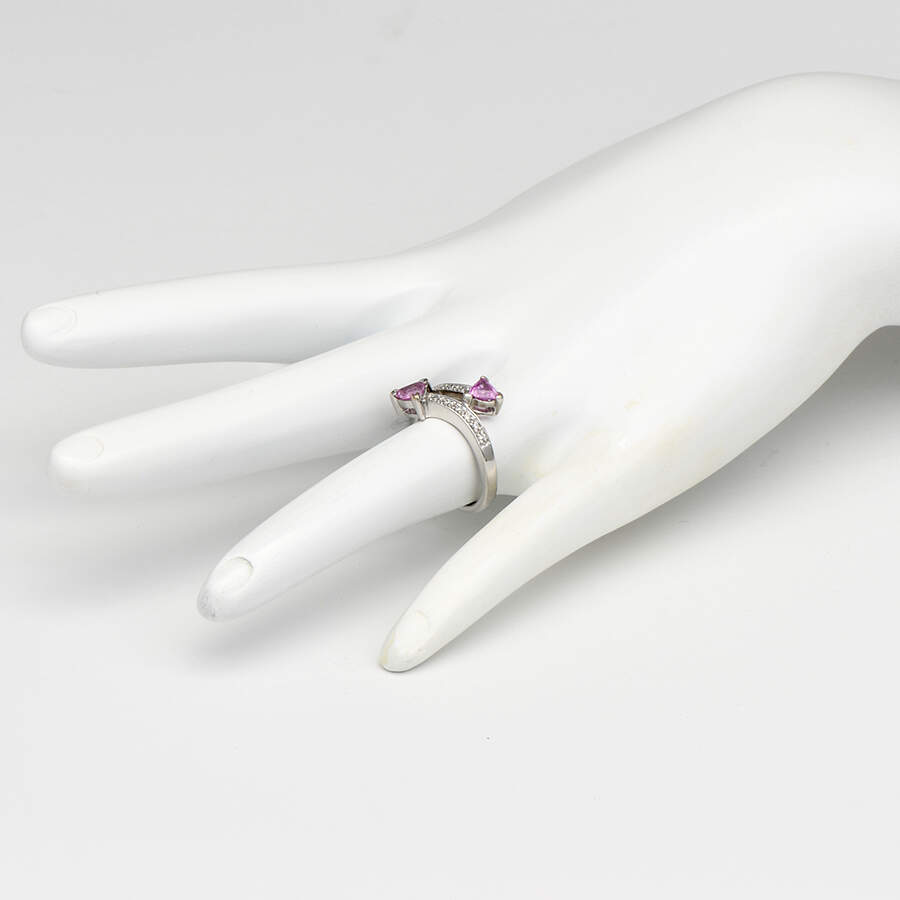 18KW Pink Sapphire(0.84) & Diamond(0.12) Bypass Ring-5