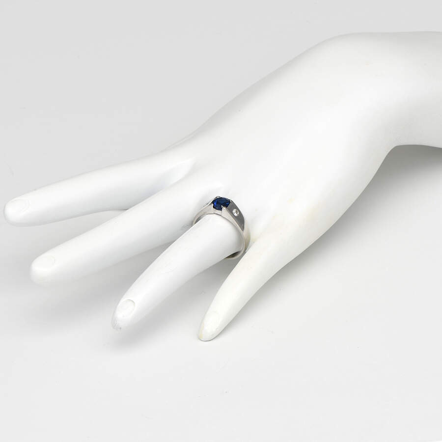 18KW Sapphire(0.90) & Diamond(0.12) Band Ring-5