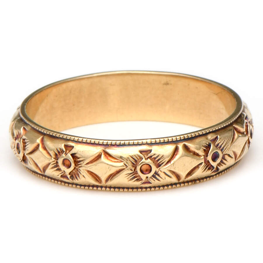 14KY Carved Band Ring-1