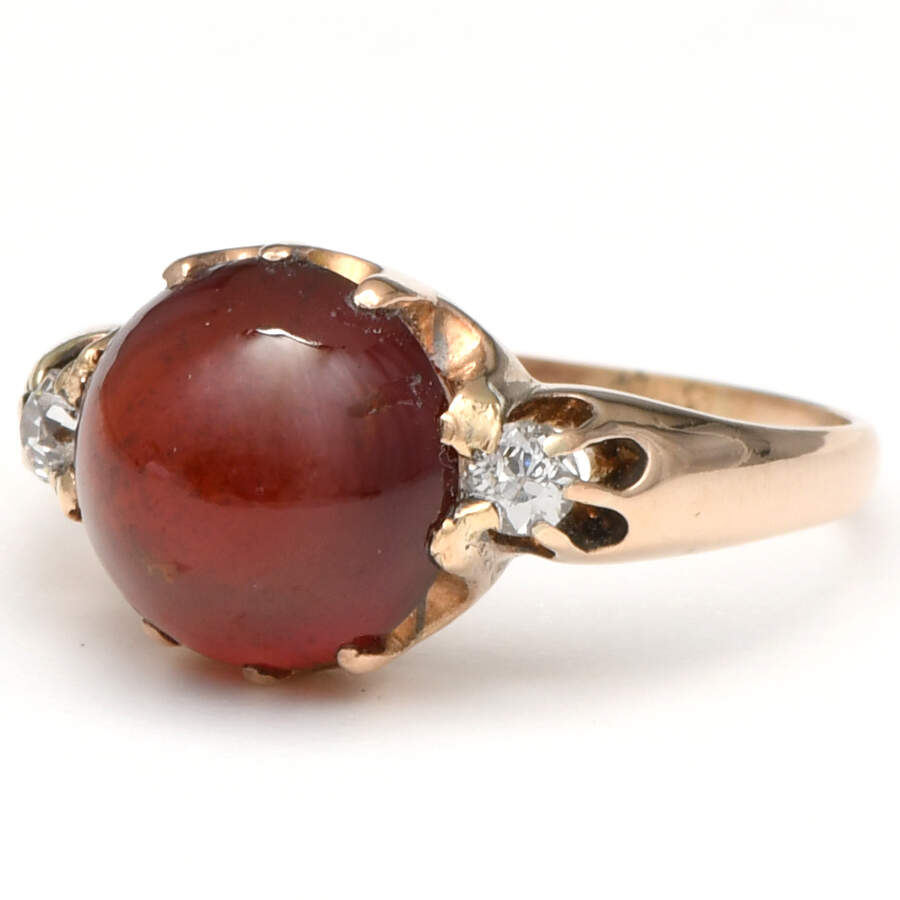 14KY Vintage Pyrope Garnet(6.75) & Diamond(0.16) Ring-1