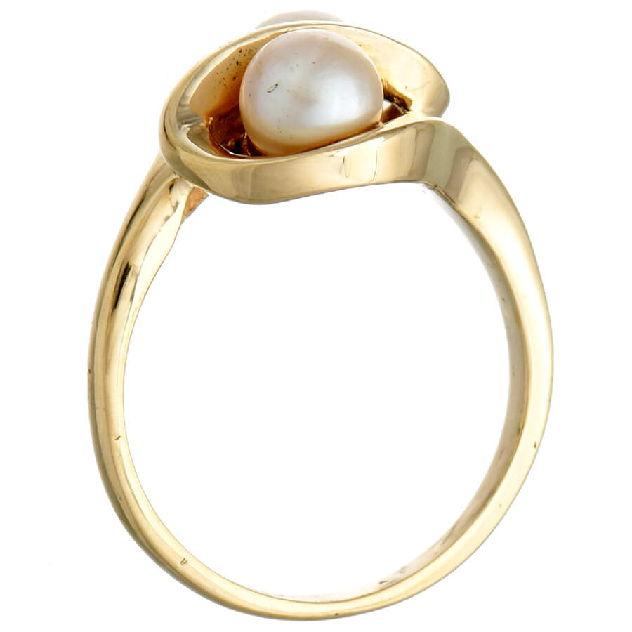 10KY Twin Cultured Pearl Bypass Ring-4