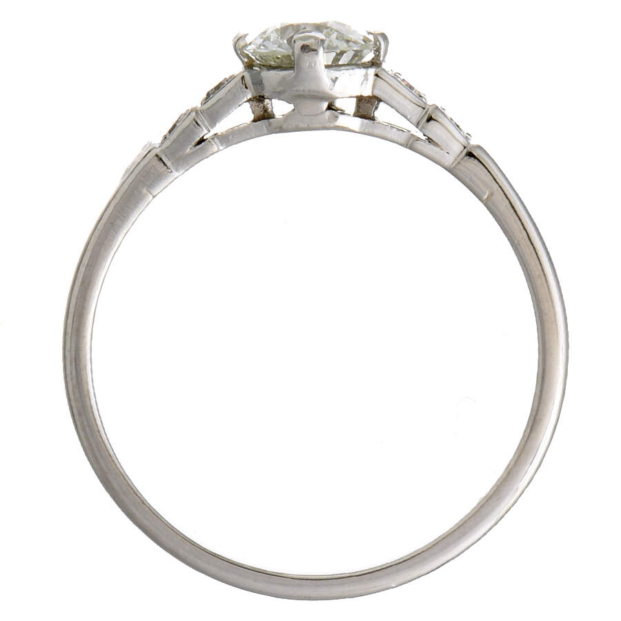 Platinum Art Deco Old European Cut Diamond(0.51) Ring-4
