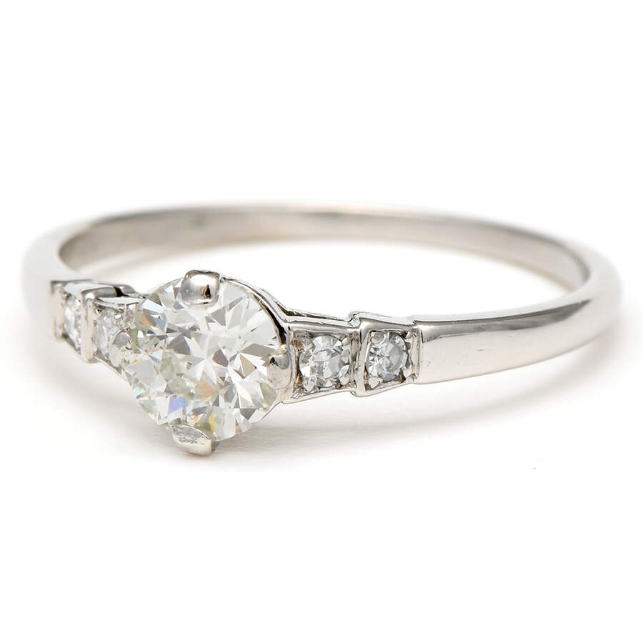Platinum Art Deco Old European Cut Diamond(0.51) Ring-1