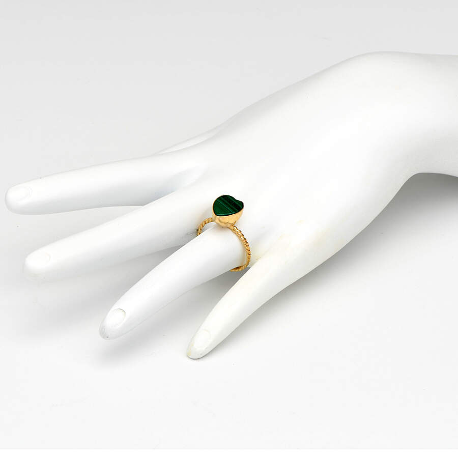 14KY Malachite (4.0) Heart Stackable Ring-5