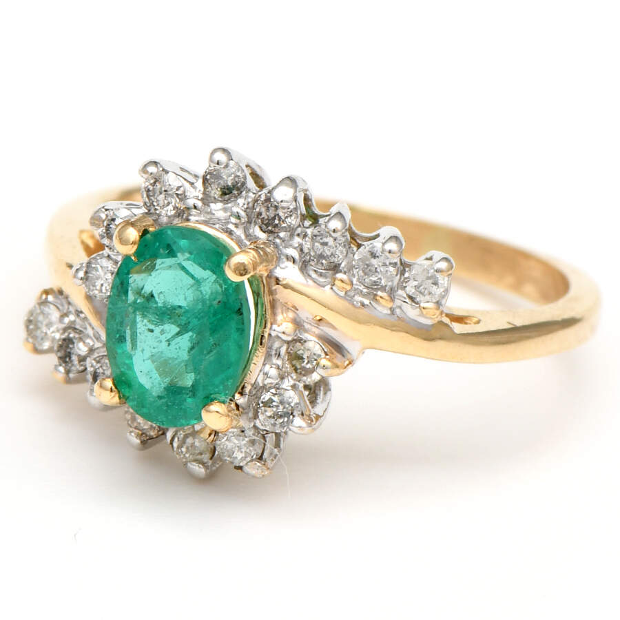 10KYW Emerald(0.81) & Diamond(0.24) Ring-1