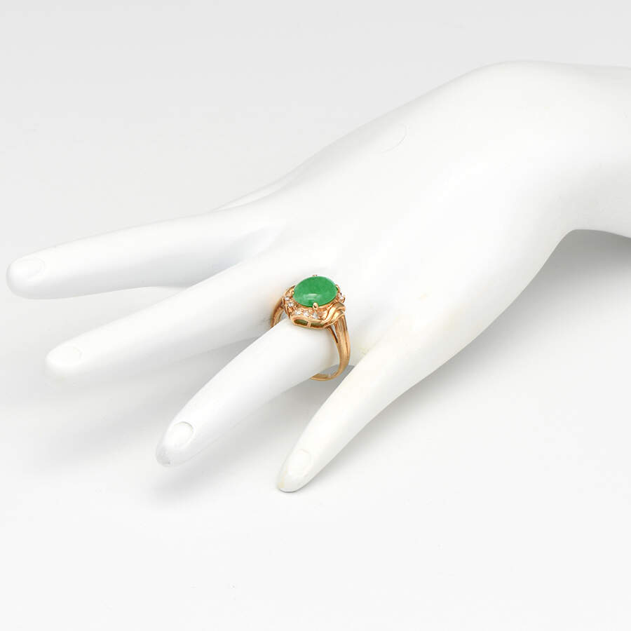 14KY Jadeite Jade (2.87) & Diamond (0.15) Ring-5