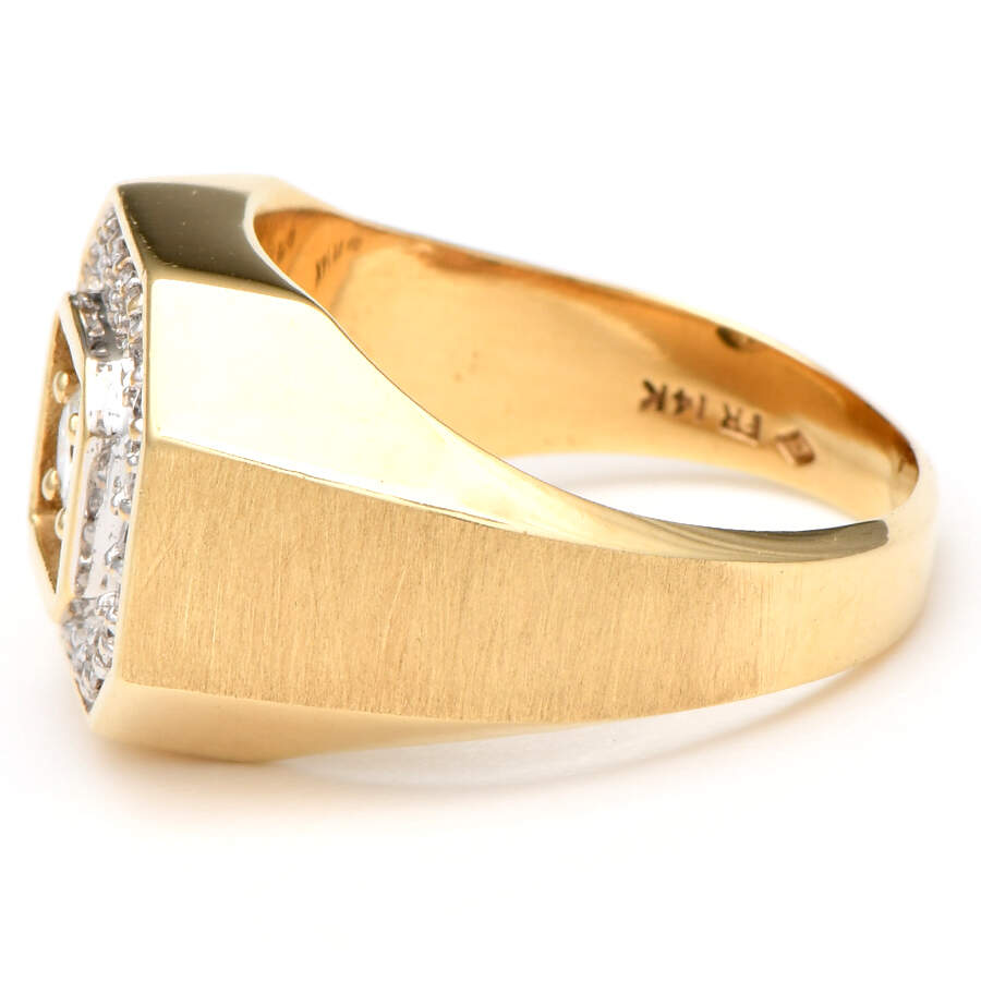 14KY Diamond(0.55) Octagon Form Textured Ring-3