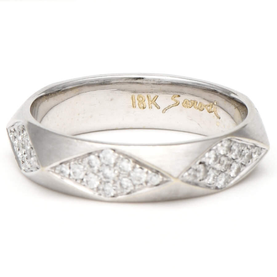 18KW Sarosi Diamond(0.55) Geometric Eternity Satin Band Ring-2