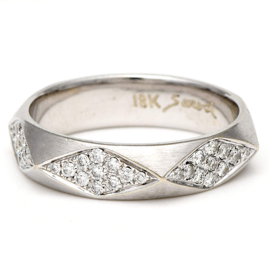 18KW Sarosi Diamond(0.55) Geometric Eternity Satin Band Ring-1