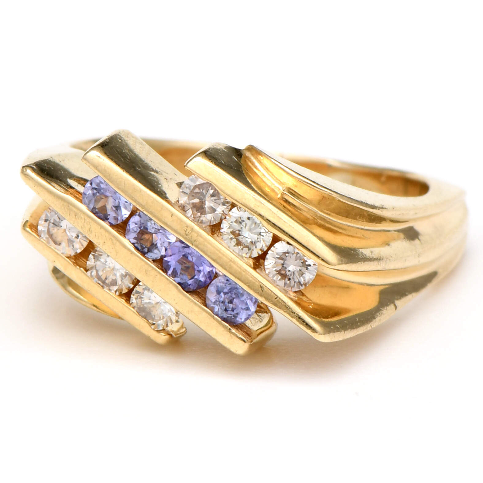 14KY Tanzanite (0.28) & Diamond (0.36) Channel Band Ring-1