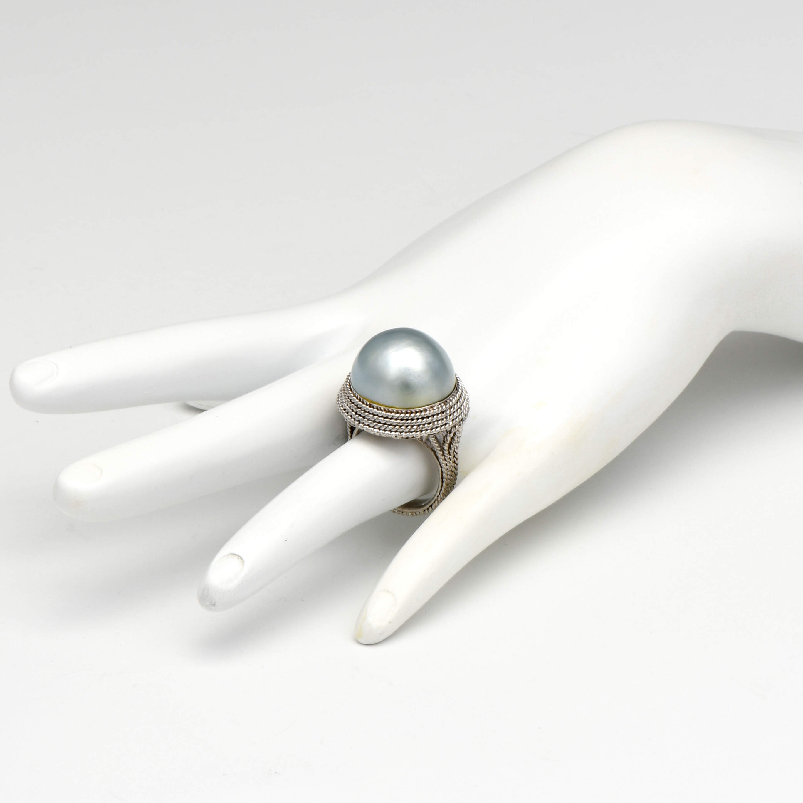 14KW Bold Gray Mabe Pearl (18.8MM) Ring-5