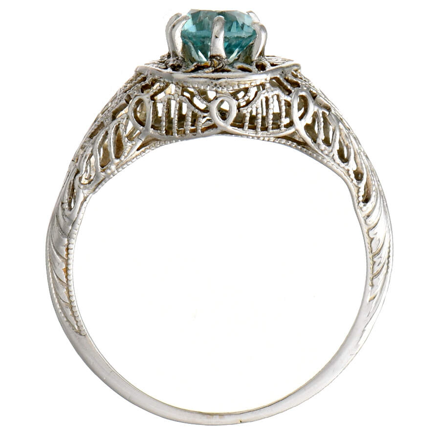 14KW Blue Zircon(1.98) Filigree Ring-4