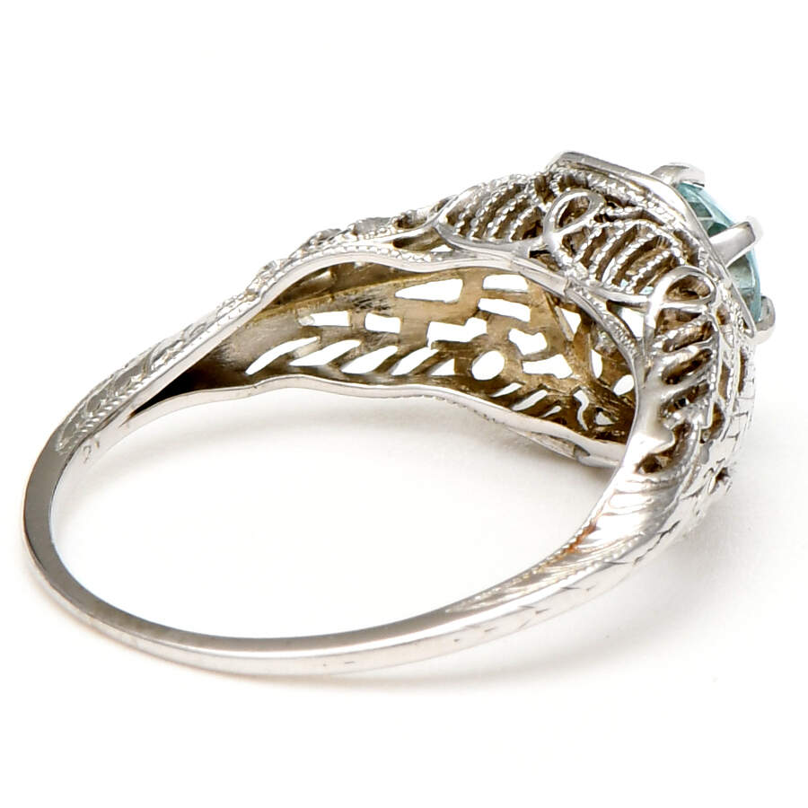 14KW Blue Zircon(1.98) Filigree Ring-2