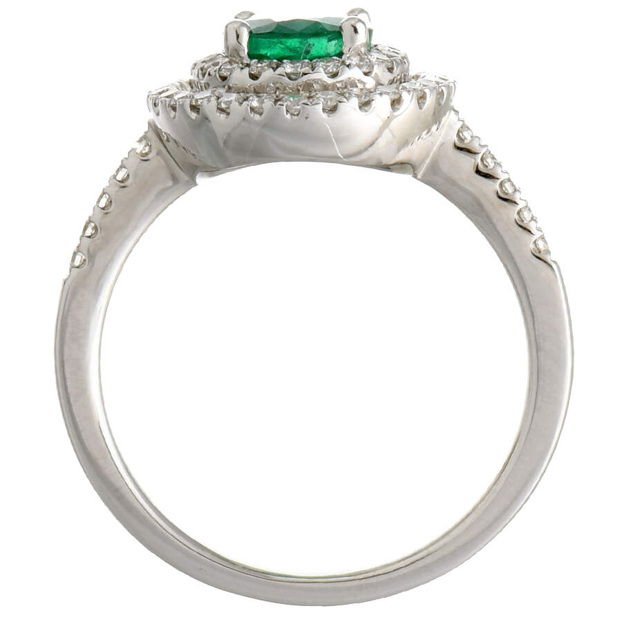 14KW Emerald(1.17) & Diamond(0.34) Double Halo Ring-4