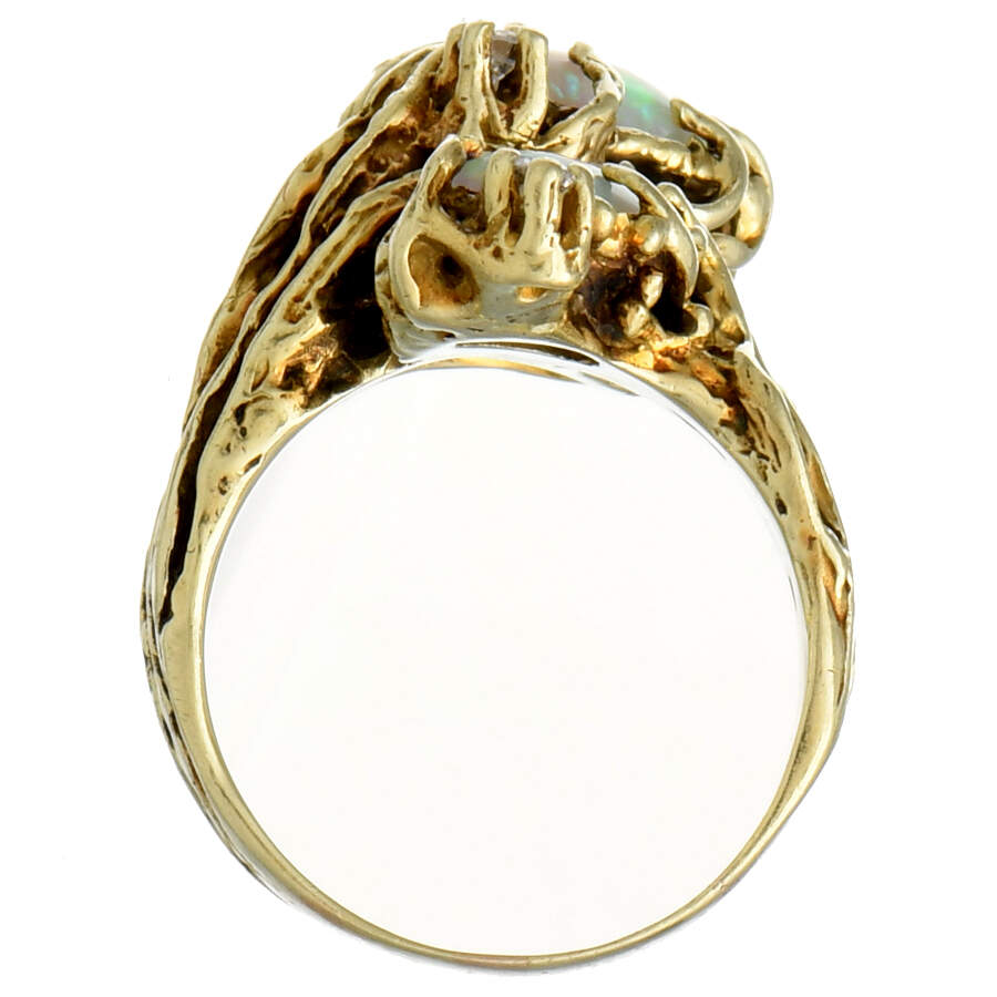 14KY Vintage Opal(3.86) & Diamond(0.12) Statement Ring-4