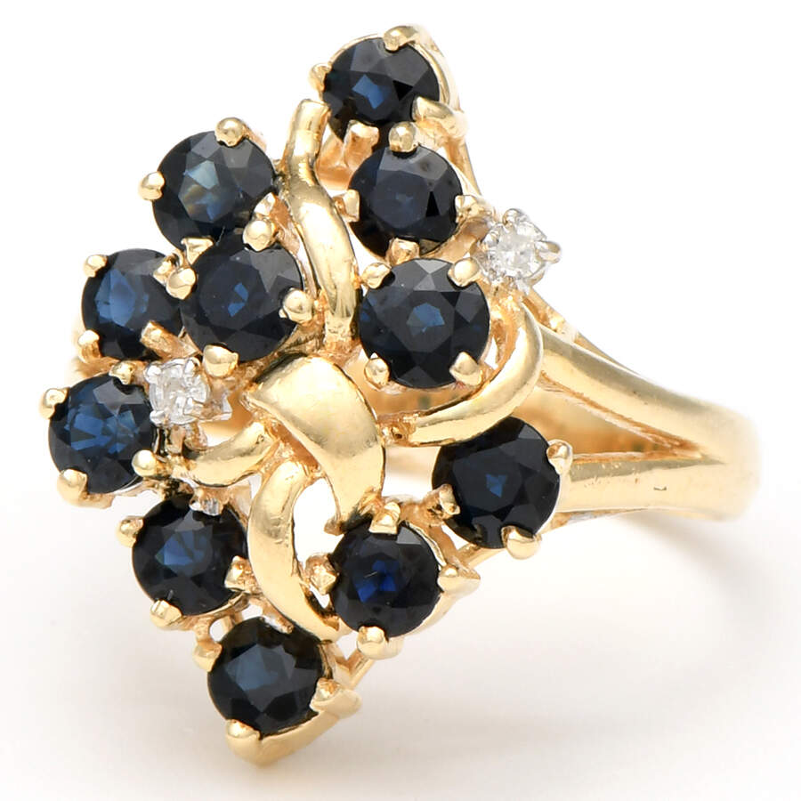 14KY Sapphire(2.40) & Diamond Ribbon-Tied Ring-1