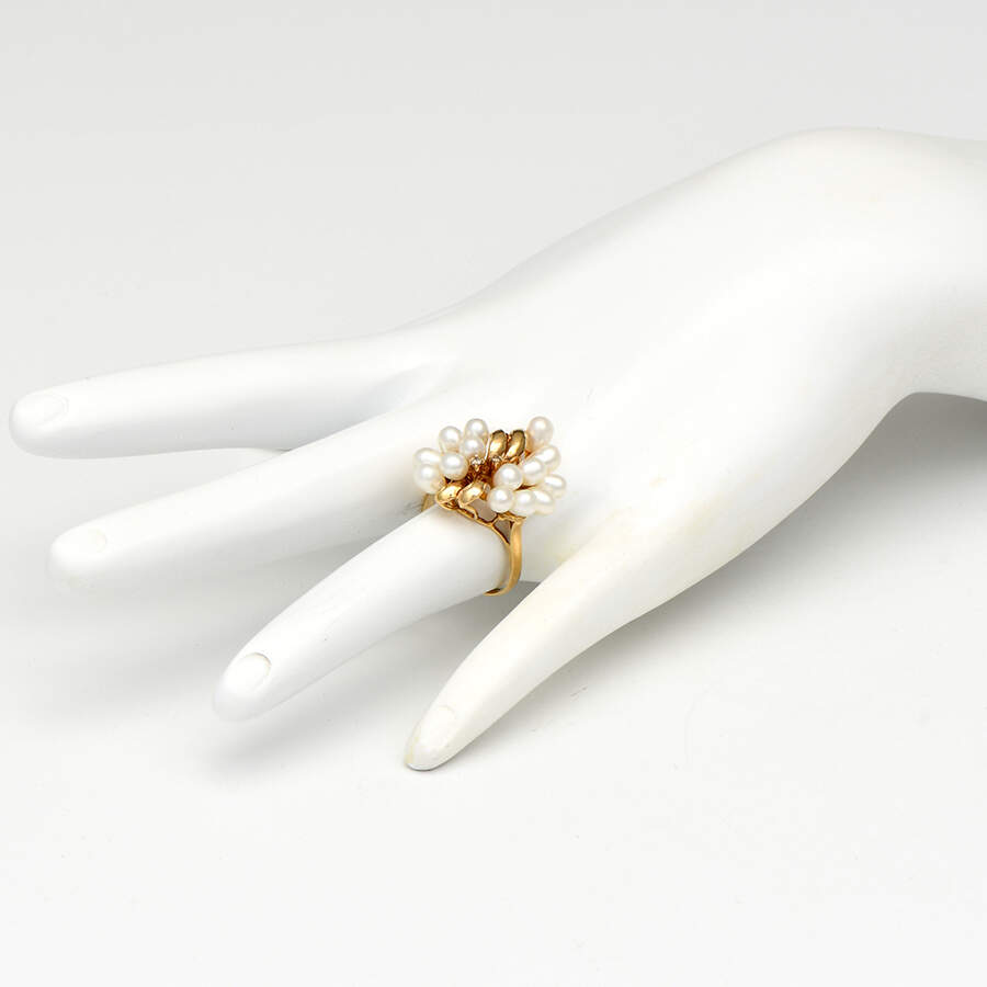 14KY Cultured Pearl & Diamond Accent Cluster Ring-5