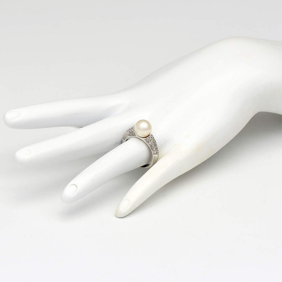14KW Akoya Pearl & Diamond (0.20) Pave Ring-4