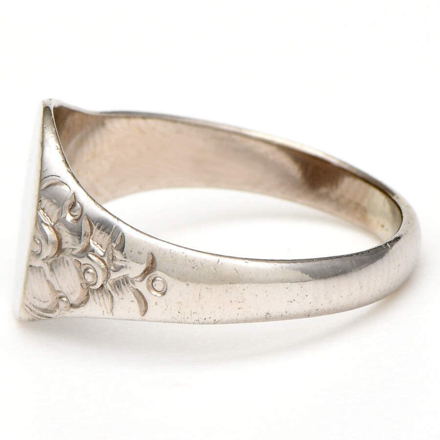 14KW Art Deco Foliate Signet Band Ring-3