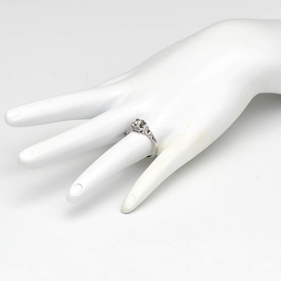 18KW Art Deco Diamond(0.29) Engagement Ring-5