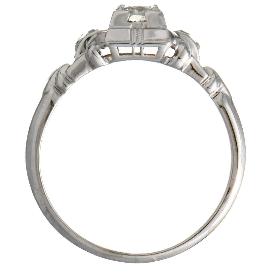 18KW Art Deco Diamond(0.29) Engagement Ring-4