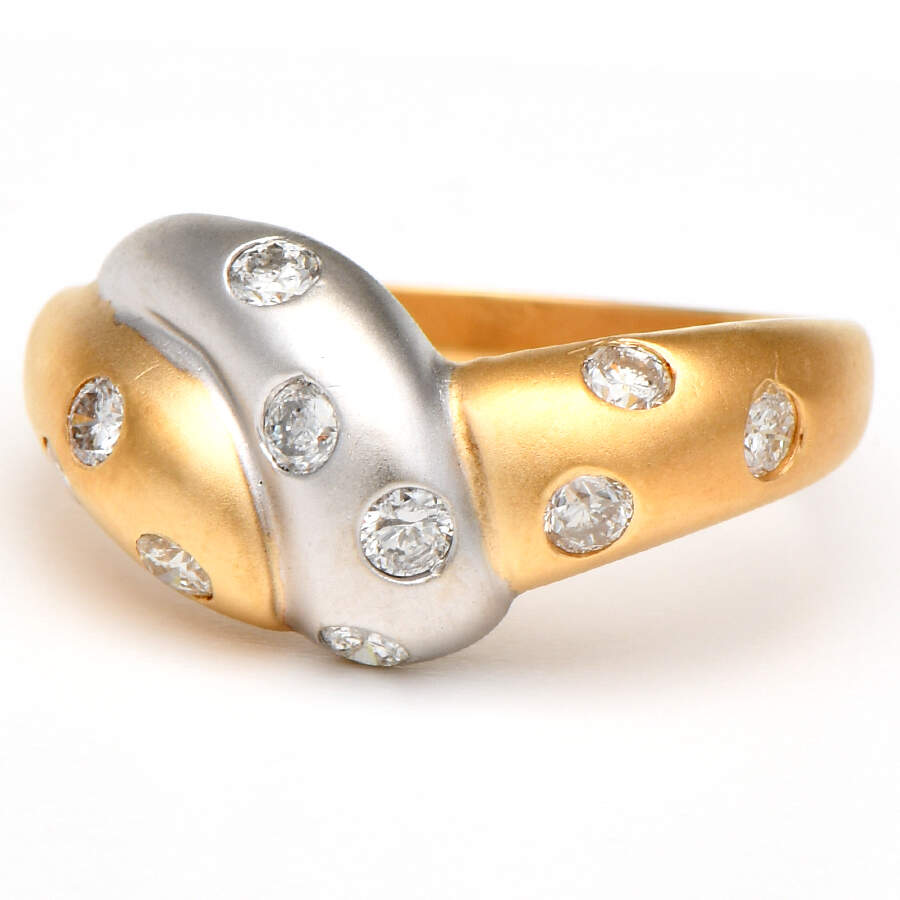 14KYW Textured Two Tone Diamond(0.50) Ring-1