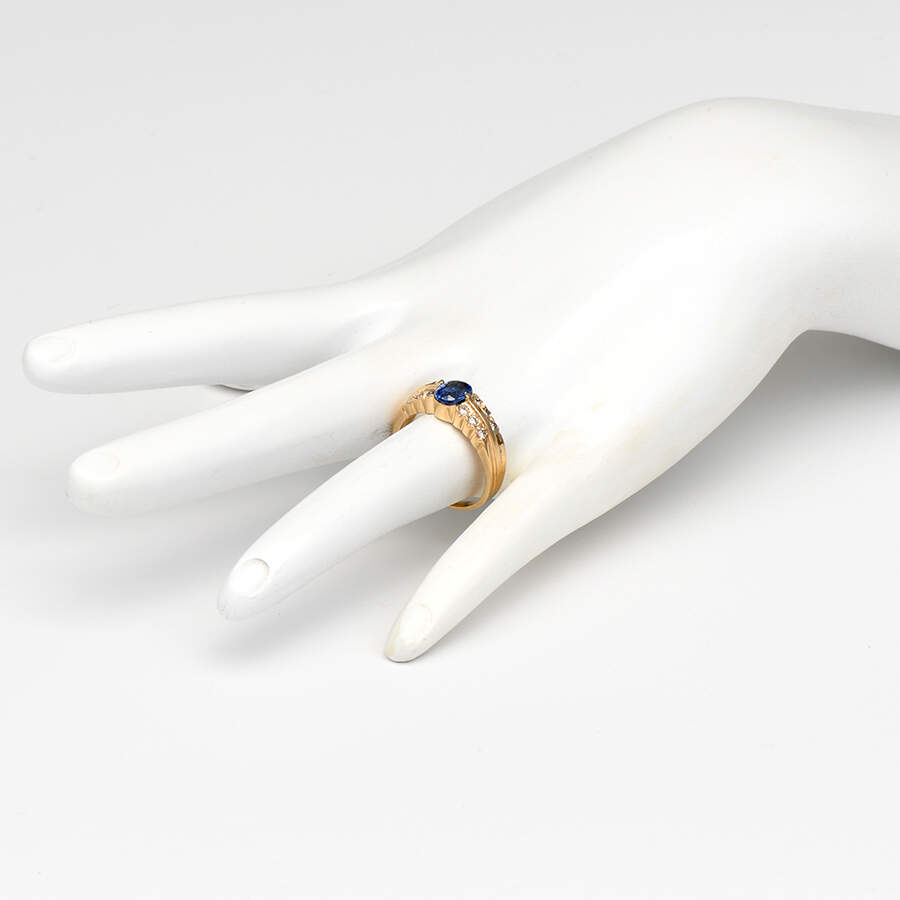 14KY Sapphire(0.96) & Diamond(0.30) Ring-5