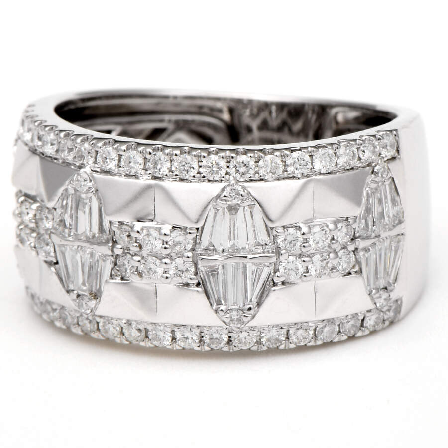 14KW Diamond (1.18) Geometric Wide Band Ring-1