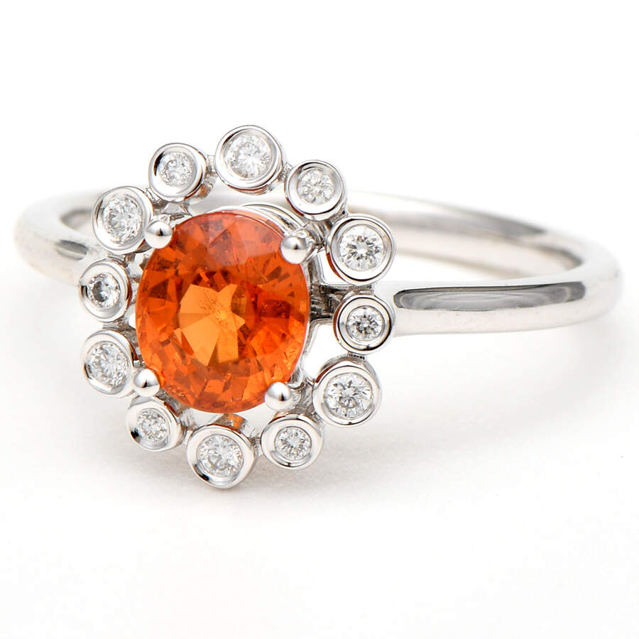 14KW Spessartite Garnet(1.30) & Diamond(0.12)  Ring-1