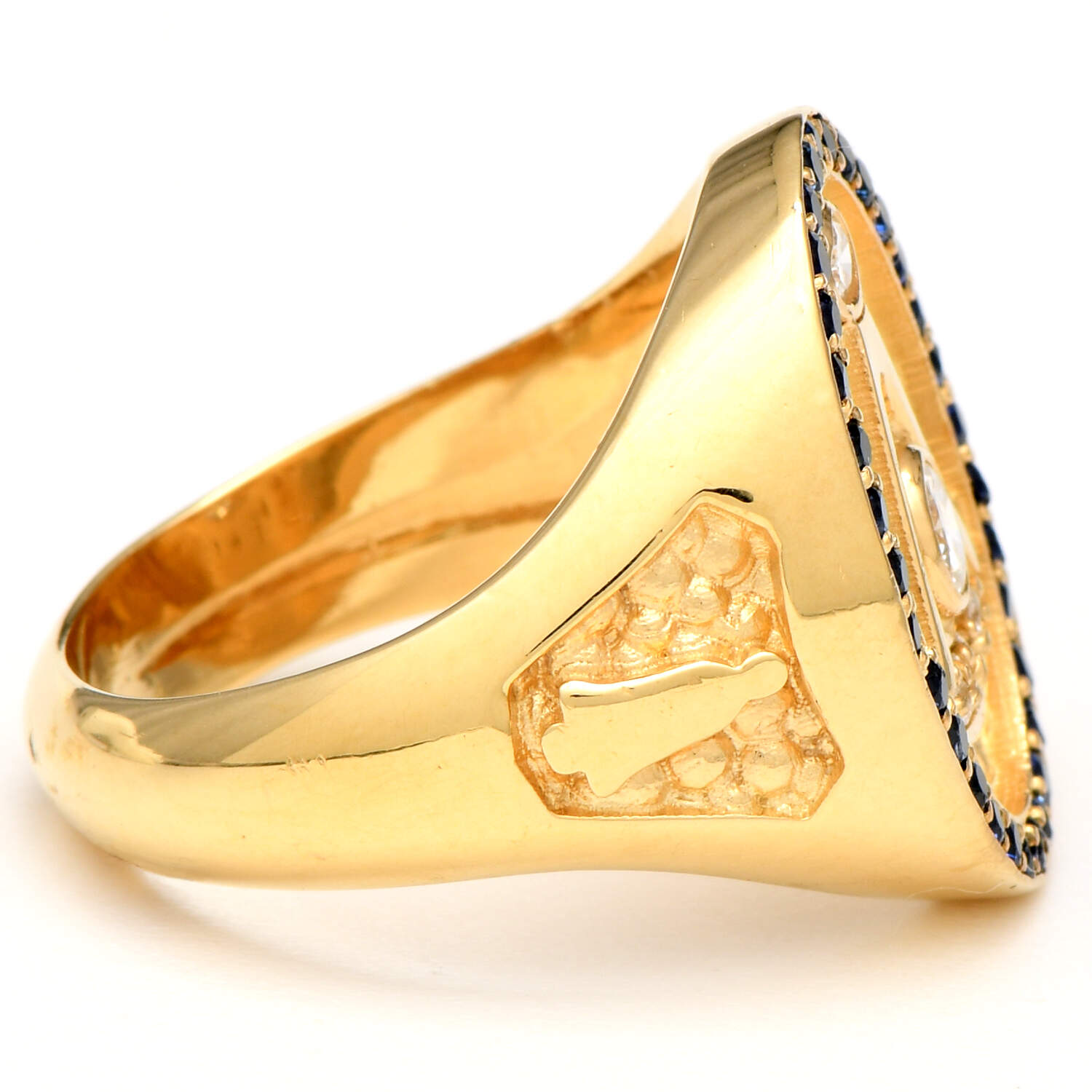 14KY Master Mason Masonic Diamond (0.30) & Sapphire (0.99) Ring-6